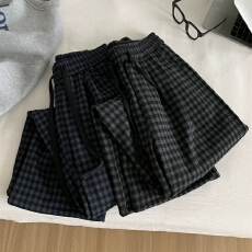 批发实价原版面料薄款特<b class='q'>大码</b>300斤薄款复古格子裤女韩版直筒显瘦