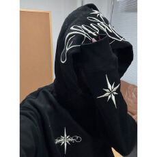 批发纯棉华棉复牛奶丝/超柔 国潮牌字母刺绣连帽卫衣女<b class='q'>情侣</b>