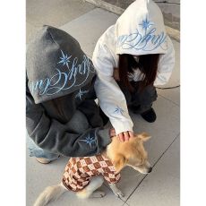 批发纯棉华棉复牛奶丝/超柔 国潮牌字母刺绣连帽卫衣女<b class='q'>情侣</b>