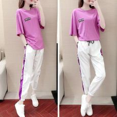 批发短袖运动套装女2026<b class='q'>夏</b>装新款网红韩版宽松气质休闲两件套女神范潮