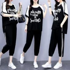 批发2026年大码女装<b class='q'>胖妹妹</b>200斤夏季新款宽松遮肉短袖七分裤两件套