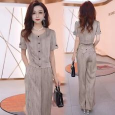 批发轻奢<b class='q'>时尚</b>套装女2026夏季新款洋气显瘦<b class='q'>妈妈装</b>气质减龄阔腿裤两件套