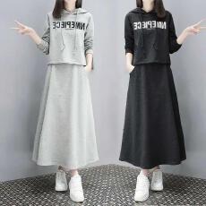 批发已出货 2026欧洲站春装款长款字<b class='q'>母女</b>裙休闲时尚宽松两件<b class='q'>套装</b>