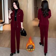 批发复合加绒妈妈装2026秋冬季新款时尚中年休闲服套装宽松显瘦两件套
