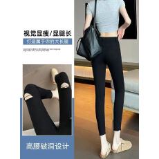 批发官图非实拍黑色仿牛仔<b class='q'>裤</b>女夏季新款小个子修身显瘦小脚<b class='q'>裤</b>铅笔<b class='q'>裤</b>子