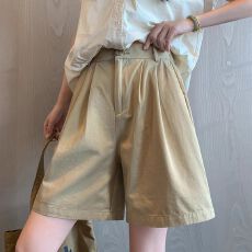 批发3128#官图 洗水棉西装<b class='q'>短裤</b>女<b class='q'>夏季</b>宽松直筒五分裤休闲外穿阔腿中裤