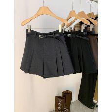 批发3806#官图 西装毛呢百褶裤<b class='q'>女</b>春秋显瘦A字半身裙高腰休闲阔腿短裤