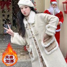 批发加厚冬季可爱甜妹小个子毛呢大衣女装秋冬季格纹两件套呢子外套装