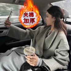 批发2025<b class='q'>新款</b>夹棉加厚白色毛呢外套冬季高级感韩版加厚羊绒呢子大衣女