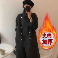 批发加厚毛呢大衣女中长款美拉德立领宽松气质秋冬<b class='q'>新款</b>韩版毛呢外套