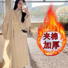 批发爆款黑灰色加厚加绒大衣女2025秋冬<b class='q'>新款</b>中长款高级感羊毛呢子外套