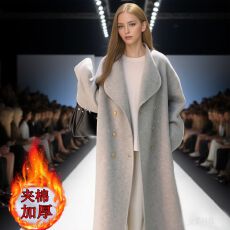 批发2025<b class='q'>新款</b>夹棉加厚高级感绒大衣女秋冬季高个子保暖呢子毛呢外套潮