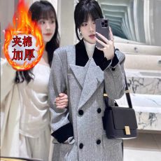 批发灰色毛呢外套女中长款小个子2025新款秋<b class='q'>冬</b>季加厚高级感呢子大衣潮