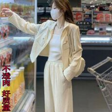 批发2026春季新款洋气显瘦<b class='q'>时尚</b>阔腿两件套气质小香风中年妈妈休闲套装