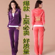 批发2026爆款春季新款金丝<b class='q'>天鹅</b>绒运动服套装卫衣两件套女装外套瑜伽服