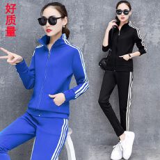 批发2026春秋季新款<b class='q'>韩版</b>百搭三条杠运动套装女两件套跑步服卫衣广场舞