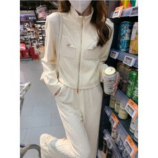 批发2026春季网红休闲运动服<b class='q'>套装</b>女秋季小香风中年减龄阔腿裤两件<b class='q'>套装</b>