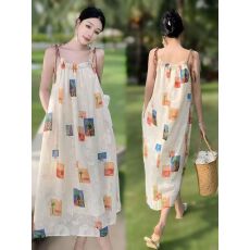 批发2026波西米亚彩色吊带<b class='q'>连衣裙</b>女夏季三亚海边度假穿搭裙子沙滩裙子