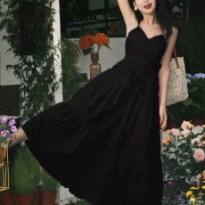 批发高质量】新款小个子法式吊带连衣裙子夏季女<b class='q'>气质</b>高级感收腰中长裙