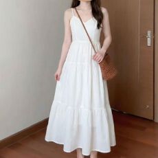 批发加内里】新款小个子法式吊带连衣裙子夏季女<b class='q'>气质</b>高级感收腰中长裙