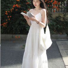 批发高质量】新款小个子法式吊带连衣裙子夏季女<b class='q'>气质</b>高级感收腰中长裙