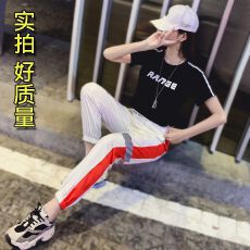 批发实拍时尚嘻哈网红潮牌抖音街头鬼步舞衣服潮流夏天休闲运动套装女