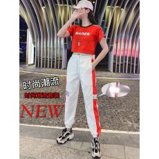 批发网红新款时尚嘻哈风跳舞鬼步舞衣服跑步运动街舞广场舞套装女夏季