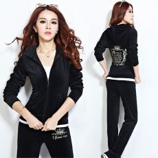 批发2026新款时尚休闲服跑步两件套金丝天鹅绒运动套装女春秋季妈妈