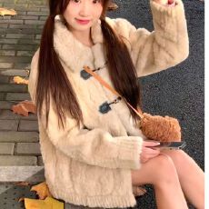 批发原版加厚兔毛】韩系温柔奶fufu兔毛外套女皮毛一体毛绒绒秋冬大衣