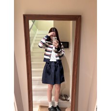 批发条纹针织开衫毛衣女2025春季新款撞色别致韩系小个子<b class='q'>短</b>款外套上衣