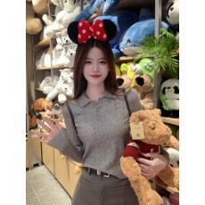 批发polo领针织衫女灰色麻花毛衣2025新款秋冬内搭短款上衣长袖打底衫