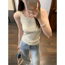 独特气质修身麻花肌理无袖针织背心女2026夏季新款别致两穿上衣