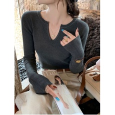 批发灰色打底衫女装内搭2026春秋韩系新款设计感小众毛衣针织长袖上衣