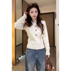 批发白色圆领套头高腰麻花毛衣女秋冬季加厚小个子收腰内搭<b class='q'>针织</b>衫上衣