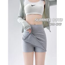 批发灰色包臀裙裤女夏季薄款2025<b class='q'>新款</b>高腰修身外穿运动瑜伽短裤