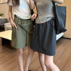 批发降价清货，<b class='q'>库存</b>美式松弛感开叉山本裙裤女夏休闲工装短裤
