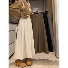 批发杏色<b class='q'>西装</b>半身裙女裙子2025新款显瘦百褶a字梨型身材遮胯黑色长裙