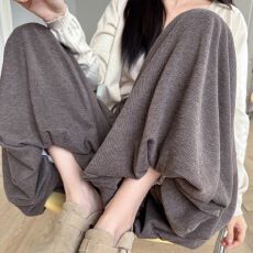 批发秋季糯米<b class='q'>裙</b>裤女2025年新款韩版高腰垂感宽松慵懒百搭阔腿裤软糯子