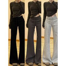 批发灰色微<b class='q'>喇叭</b><b class='q'>裤</b>女秋季2025新款高腰垂感显瘦卫<b class='q'>裤</b>休闲加厚<b class='q'>提</b><b class='q'>臀</b>运动<b class='q'>裤</b>