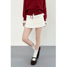 批发白色羊羔毛半身裙女冬季微胖显瘦A字裙高腰A字包臀短<b class='q'>裙子</b>