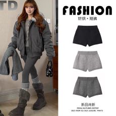 批发<b class='q'>灰色</b>针织短裤女秋冬2025新款修身百搭韩系高级感配大衣外穿<b class='q'>打底裤</b>