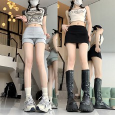 灰色半身裙女夏季辣妹高腰小个子A字包臀短裙运动风防走光包臀裙