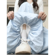 批发蓝色花苞裙<b class='q'>裤</b>女春季新款高腰显瘦灯笼<b class='q'>裤</b>休闲风宽松冰丝阔腿<b class='q'>裤</b>