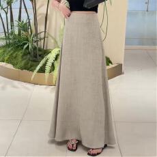 批发杏色<b class='q'>包臀</b>半身裙女夏季2026新款高腰休闲显瘦小个子气质长款a字裙
