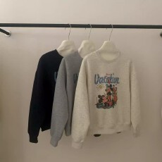 批发A1174#【加绒款+3元】圆领套头<b class='q'>短款</b><b class='q'>卫衣</b>女秋冬上衣宽松显瘦小个子