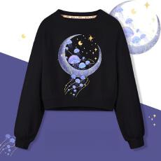 批发A1179#【加绒款+3元】圆领套头<b class='q'>短款</b><b class='q'>卫衣</b>女秋冬上衣宽松显瘦小个子