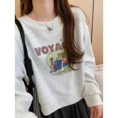 批发A1181#【加绒款+3元】圆领套头<b class='q'>短款</b><b class='q'>卫衣</b>女秋冬上衣宽松显瘦小个子