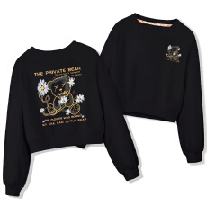 批发A1186#【加绒款+3元】圆领套头短款卫衣女秋冬上衣宽松显瘦小个子