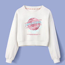 批发A1190#【加绒款+3元】圆领套头短款卫衣女秋冬上衣宽松显瘦小个子