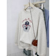 批发A1192#【加绒款+3元】圆领套头短款卫衣女秋冬上衣宽松显瘦小个子